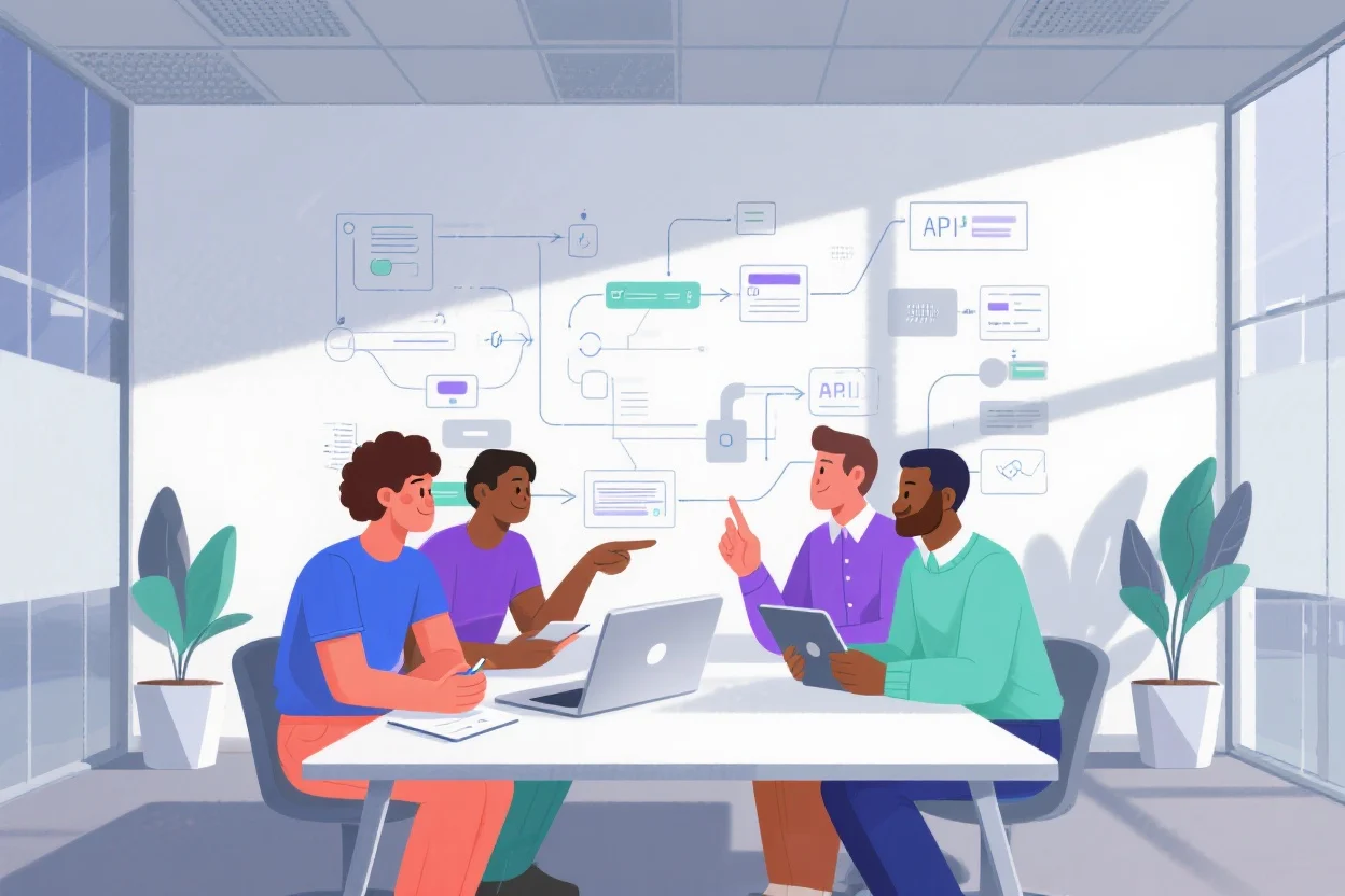 Team collaborating in a coworking space